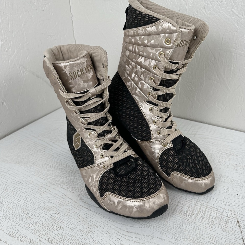 Society Nine Eos‎ High Top Boxing Shoes Women's 10 Rose Gold/Champagne